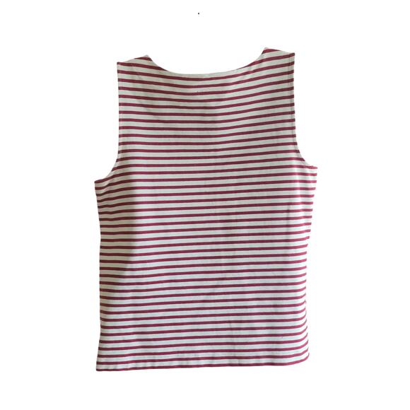 Ann Taylor Factory Women's Large White Red Striped Sleeveless Top - Picture 3 of 8